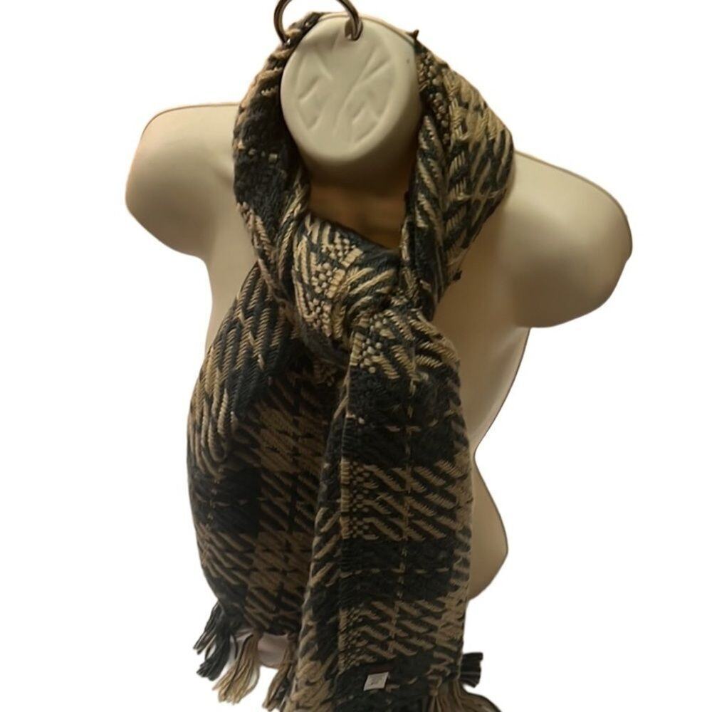 ECHO TAN & GREY SCARF ACRYLIC & WOOL